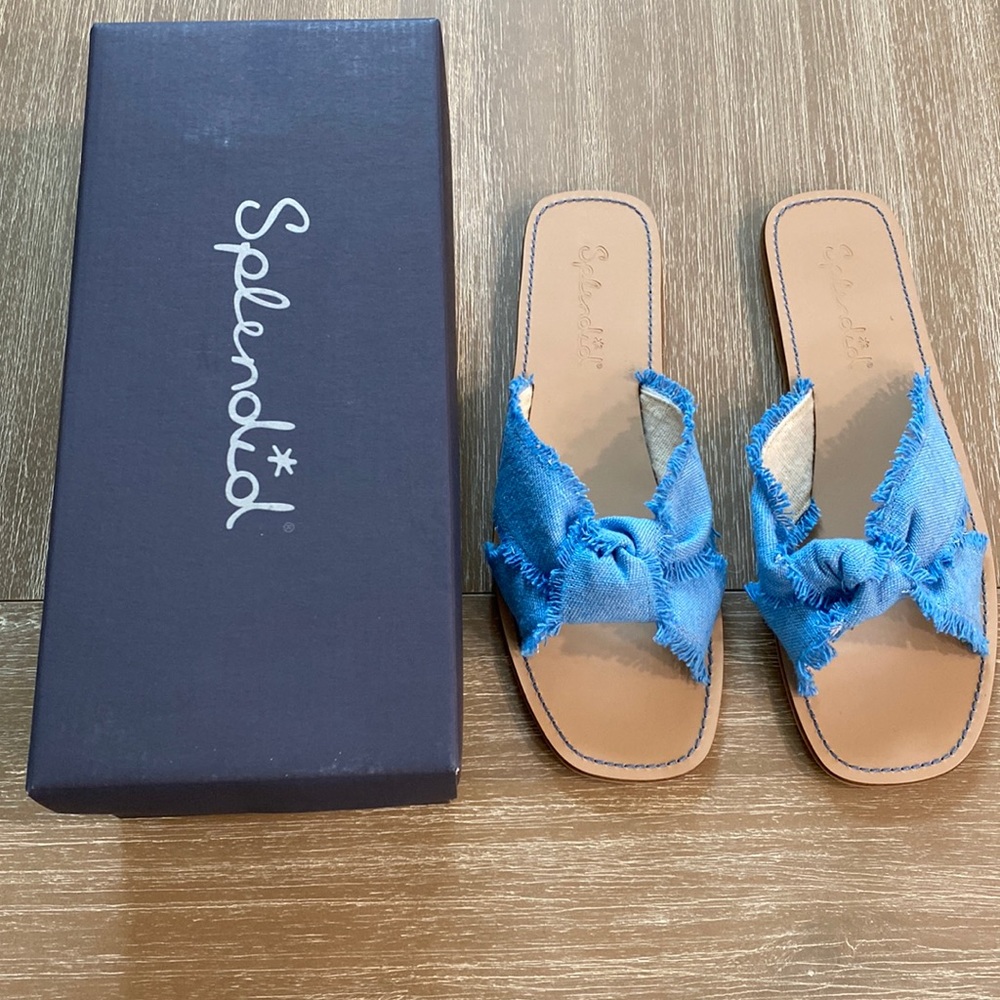 Splendid Footwear Women’s Fiamma Knot Flat Sandals Size 8.5 in French Blue